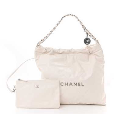 CHANEL Shiny Calfskin Quilted Small Chanel 22 Whit