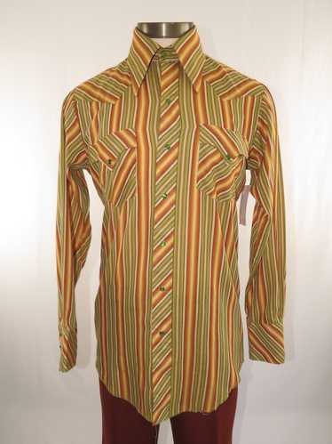 Green & Orange Stripped Western Shirt