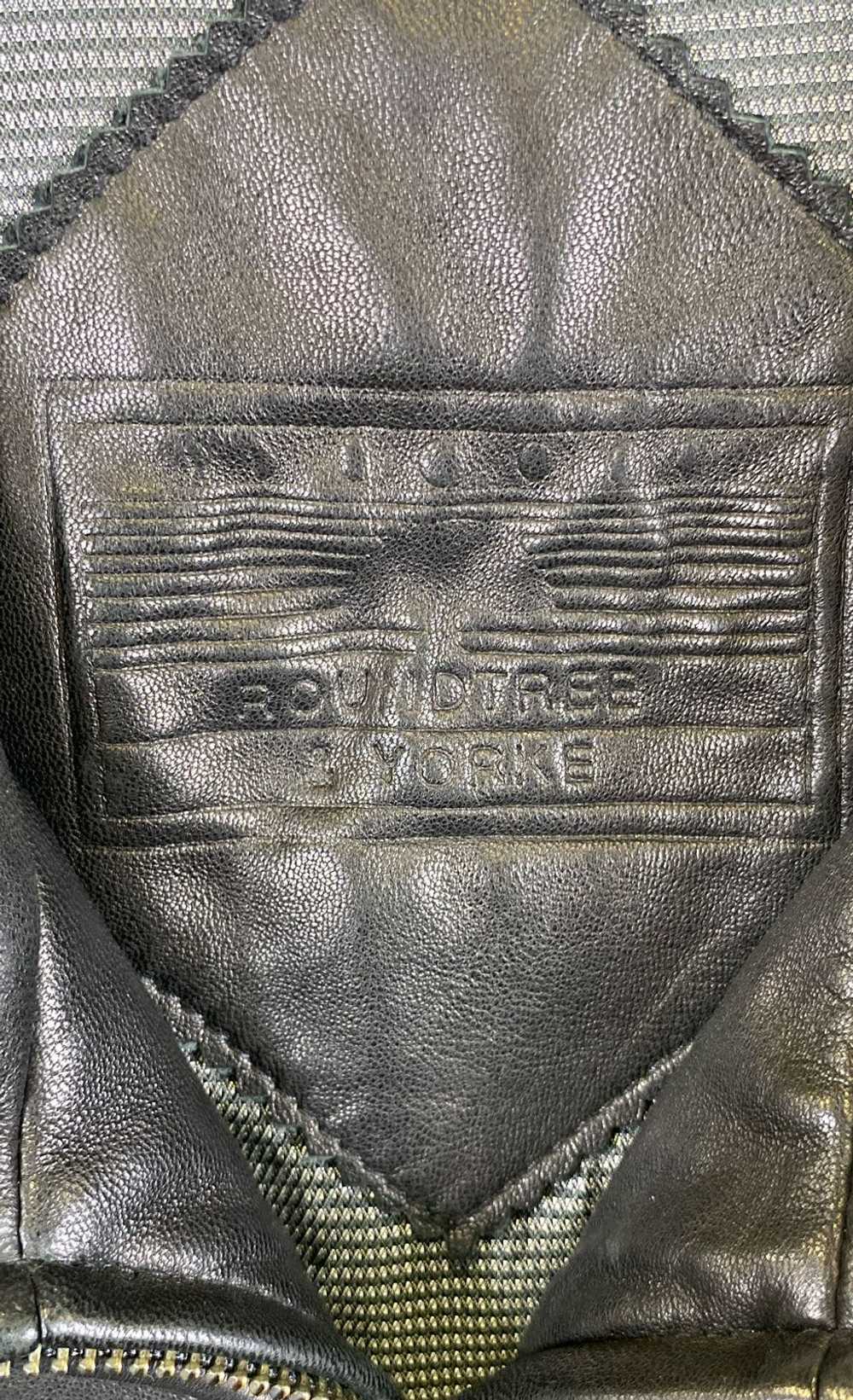 Roundtree & Yorke Mens Black Leather Collared Lon… - image 3