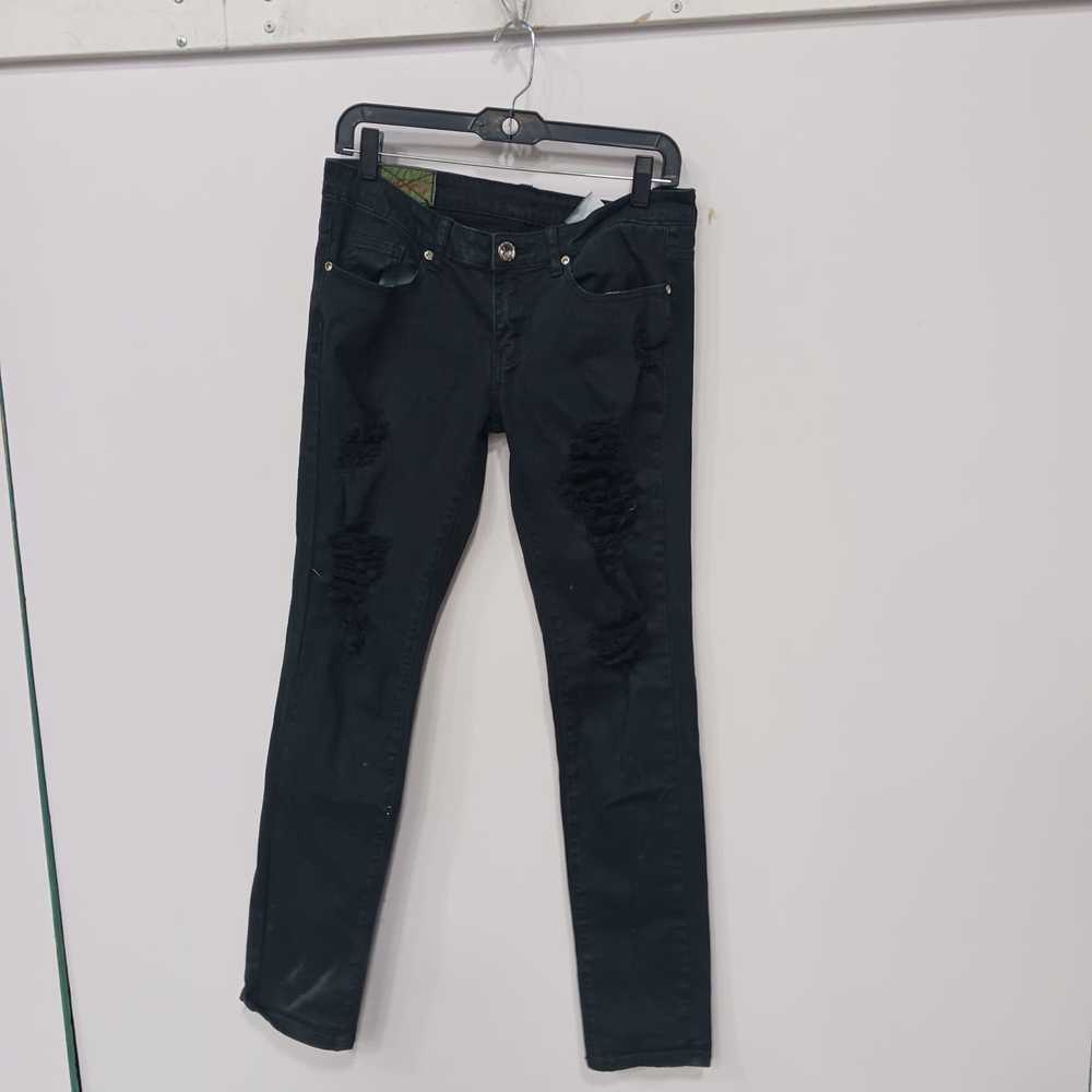 Machine Black Distressed Skinny Jeans Women's Siz… - image 1