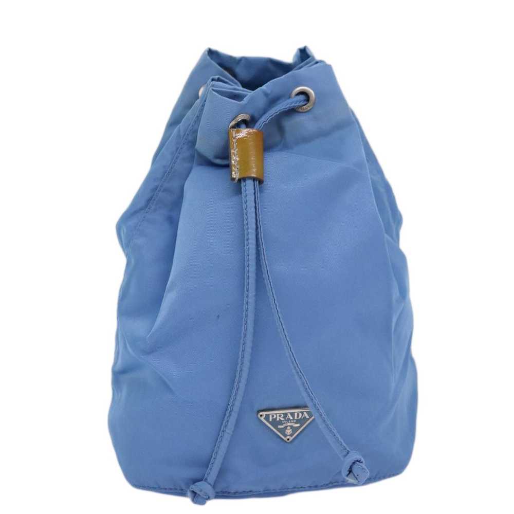 Prada PRADA Drawstring Pouch Nylon Light Blue Aut… - image 1