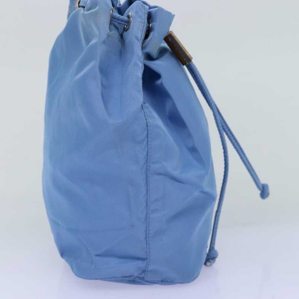 Prada PRADA Drawstring Pouch Nylon Light Blue Aut… - image 3