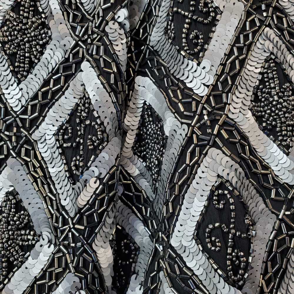 Scala Women's Black/Silver Beaded Sequins Silk Li… - image 3