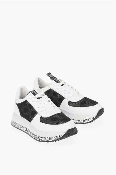 Moschino LOVE leather sneakers with mesh details a