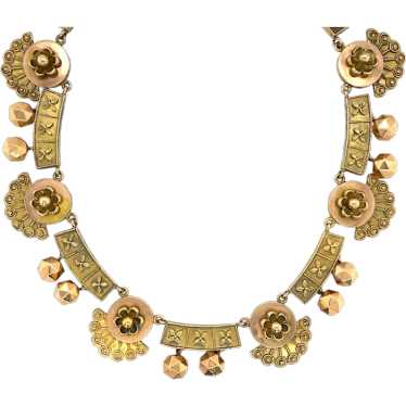 Victorian 14K Yellow and Rose Gold Etruscan Neckl… - image 1