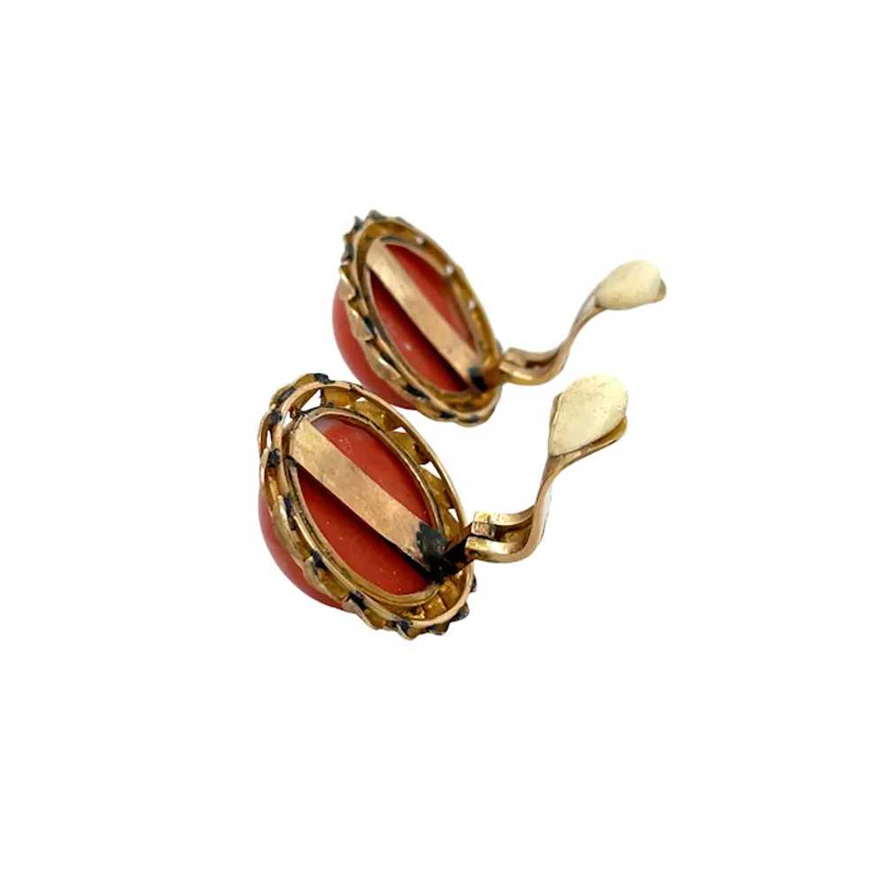 14K Yellow Gold Coral Earring - image 2