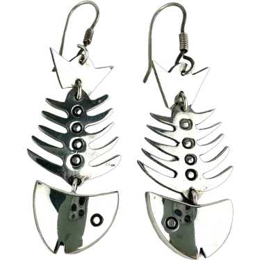 Mexican Silver Articulated Fish Earrings