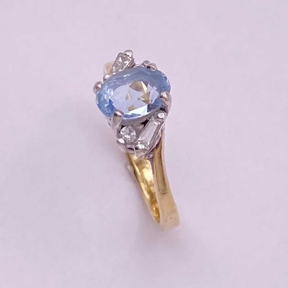 Petite Aquamarine and Diamond Ring 14K Two Tone G… - image 5