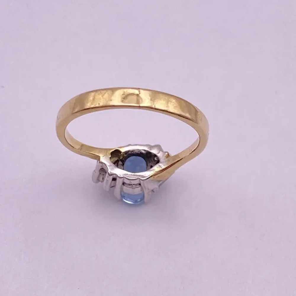 Petite Aquamarine and Diamond Ring 14K Two Tone G… - image 7