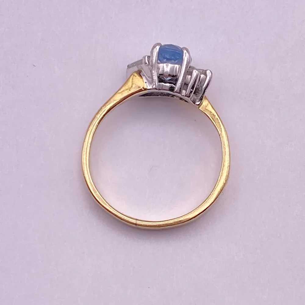 Petite Aquamarine and Diamond Ring 14K Two Tone G… - image 8