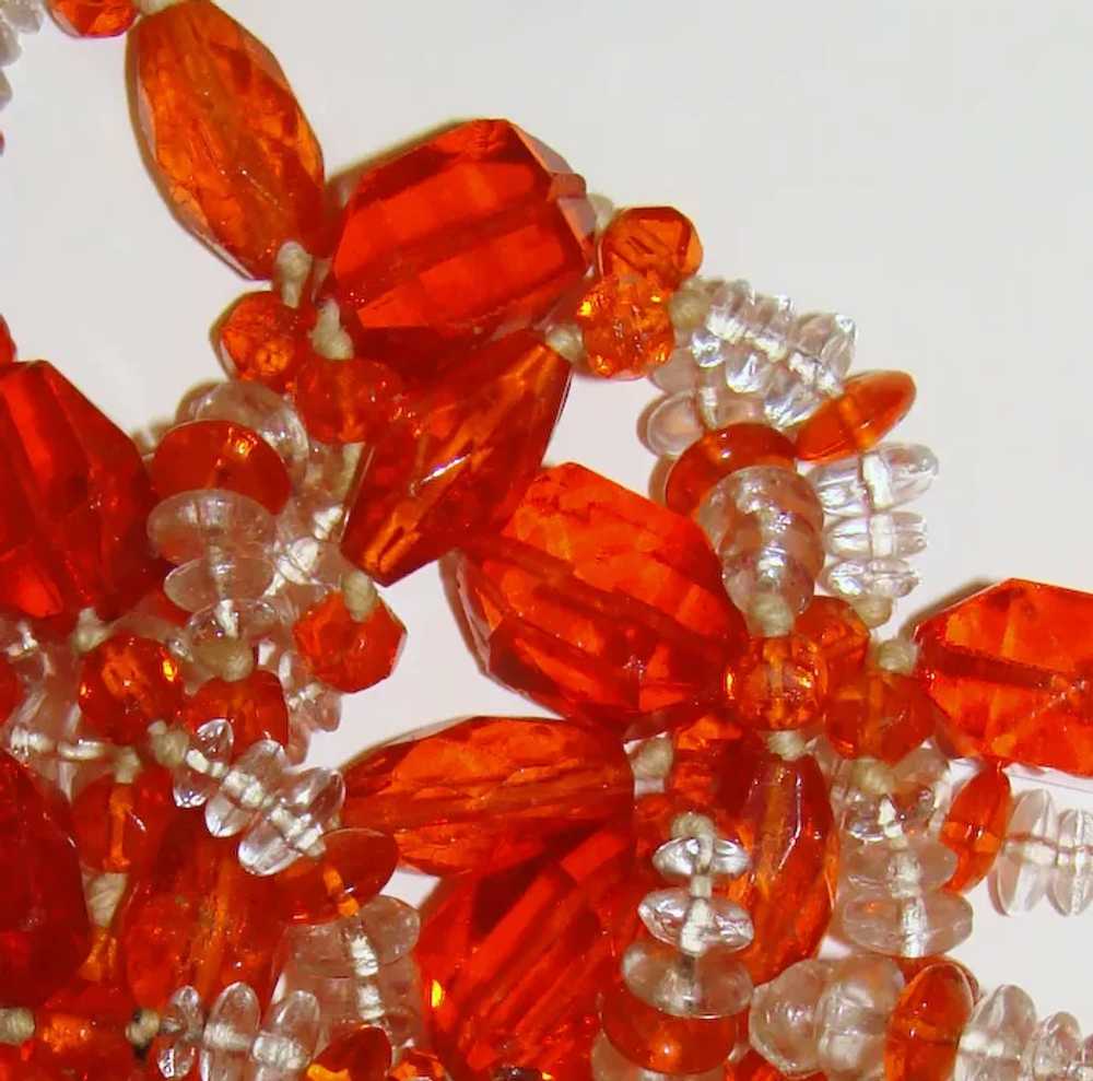 Fabulous ART DECO Vibrant Orange & Clear Glass Be… - image 2