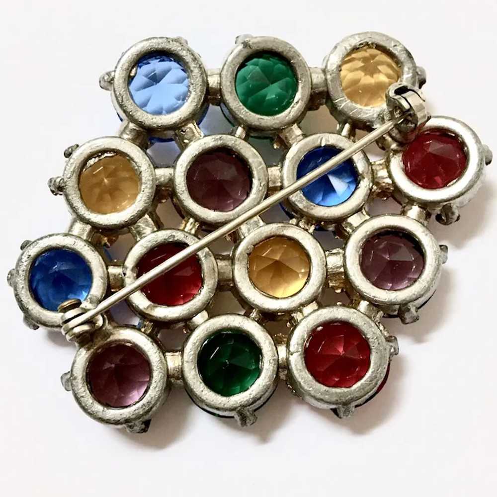 Czech Multi Color Glass Crystal Stones Brooch – R… - image 5