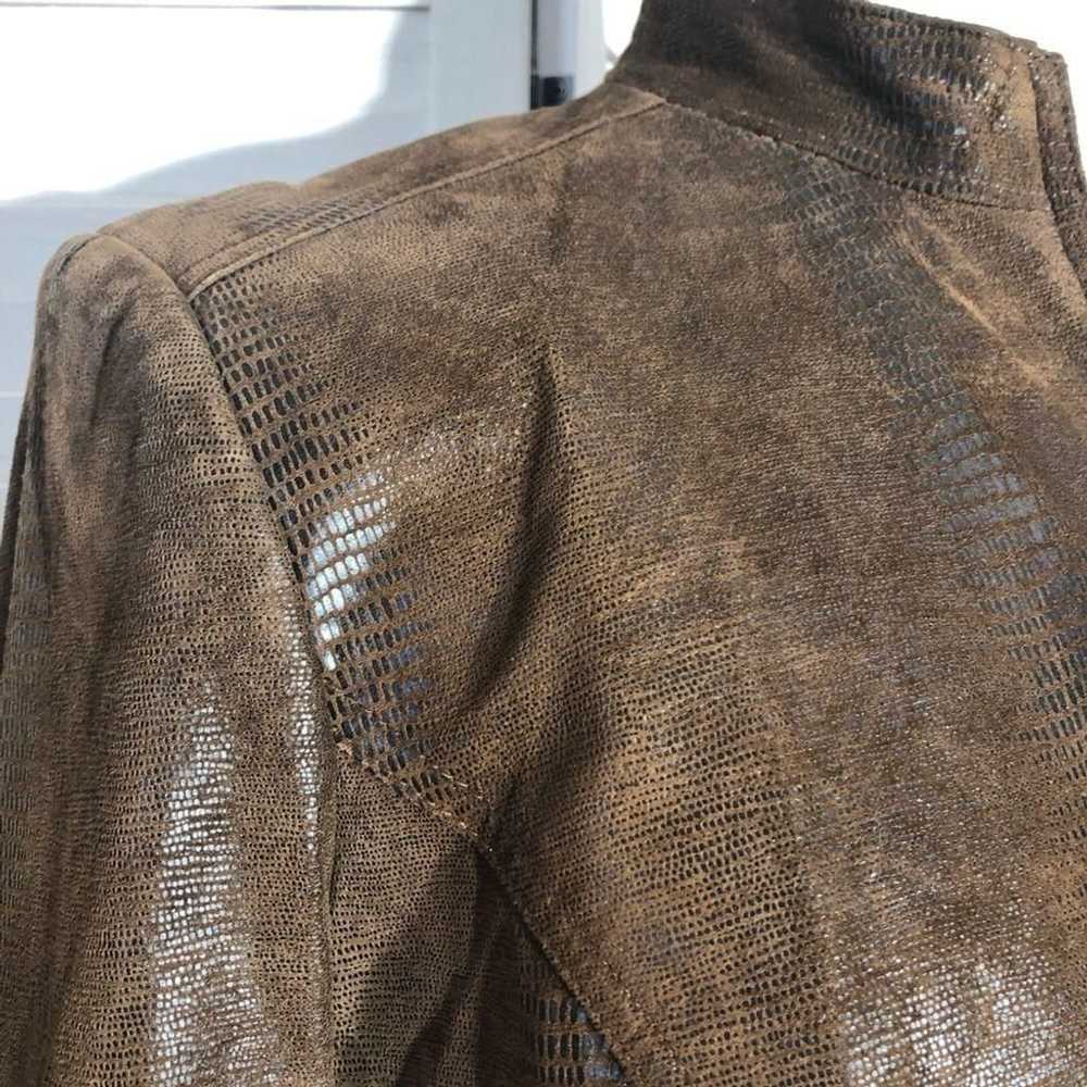 Vintage genuine leather brown snake skin textured… - image 5