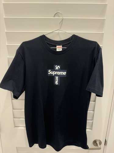 Supreme Supreme Black Cross Box Logo Tee Navy Size