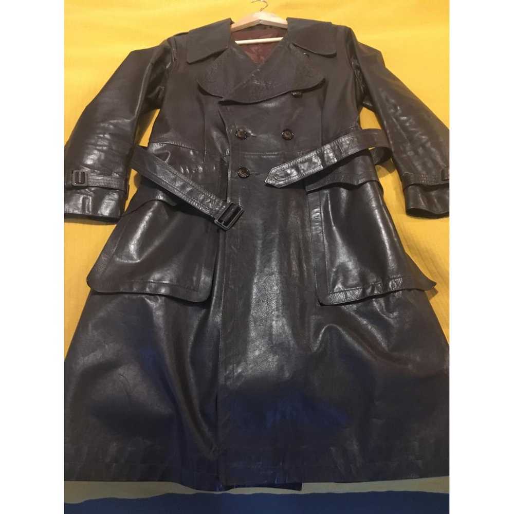 Non Signé / Unsigned Leather trench coat - image 3
