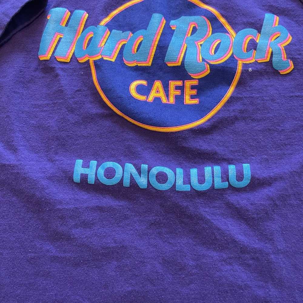 Hanes Vtg 80s Hard Rock Cafe Honolulu Shirt L Pur… - image 5