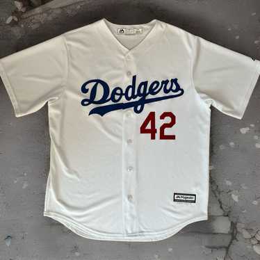 LOS ANGELES DODGERS JACKIE ROBINSON THROWBACK MAJESTIC Jersey WHITE LARGE authentic NWT