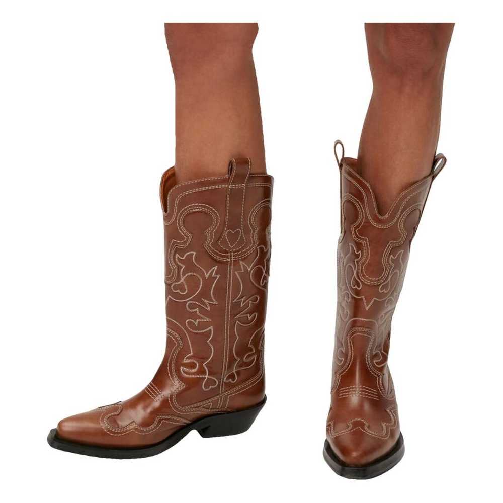 Ganni Leather western boots - image 2