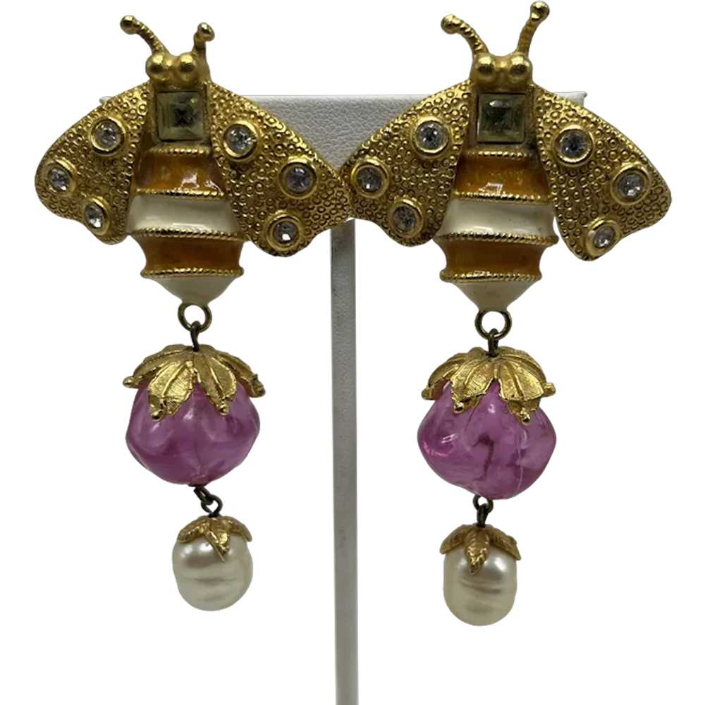 Gerard Yosca Bumble Bee with Drops Clip Earrings - image 1