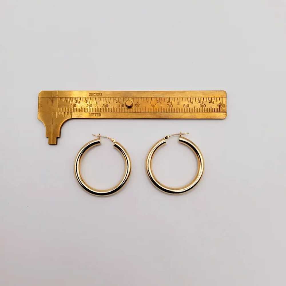 14K Gold Everyday Medium Hoop Earrings - image 6