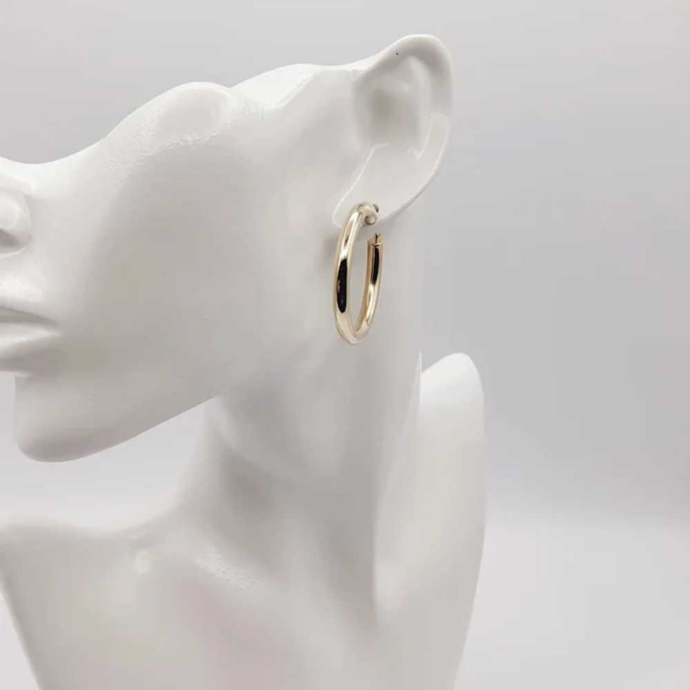 14K Gold Everyday Medium Hoop Earrings - image 7