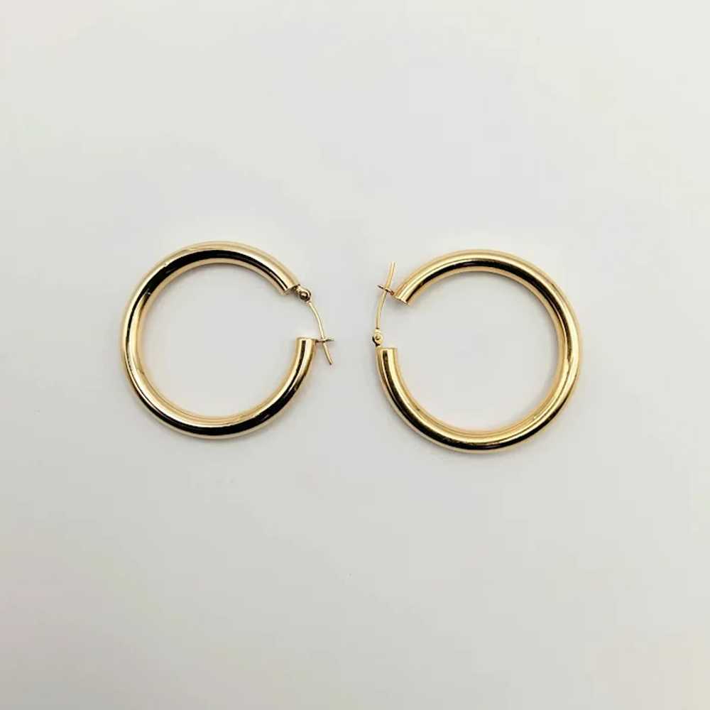 14K Gold Everyday Medium Hoop Earrings - image 8