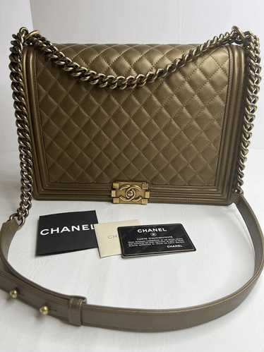 Chanel Chanel large maxi metallic bronze gold quil