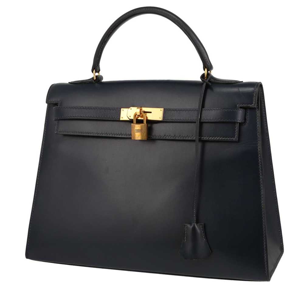 Hermès Kelly 32 cm handbag in navy blue box leath… - image 1