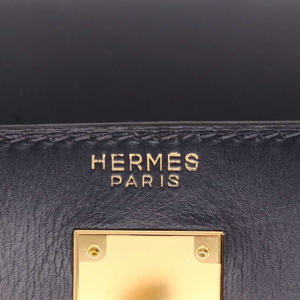 Hermès Kelly 32 cm handbag in navy blue box leath… - image 3