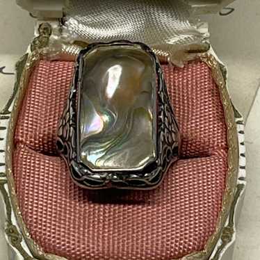 Doubled-Sterling Art Deco Pearl Blister Ring - image 1