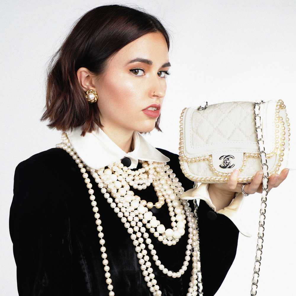 Vintage Chanel Pearl Classic Quilted Single Flap … - image 10