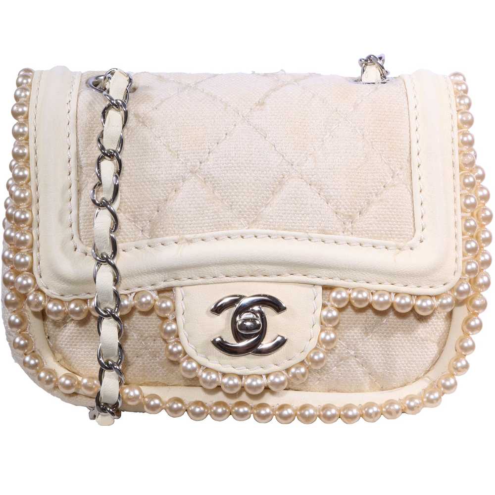 Vintage Chanel Pearl Classic Quilted Single Flap … - image 1