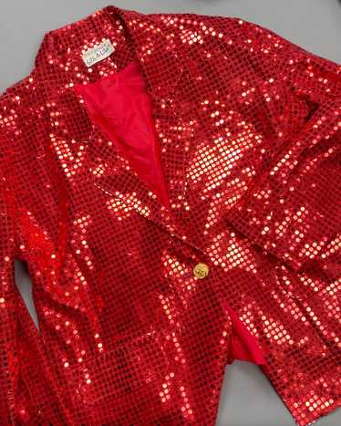 FUN! 1980S SEQUIN PARTY BLAZER GOLD BUTTON