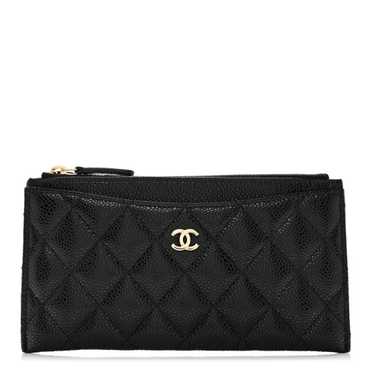 CHANEL Caviar Quilted Classic Zip Pouch Black