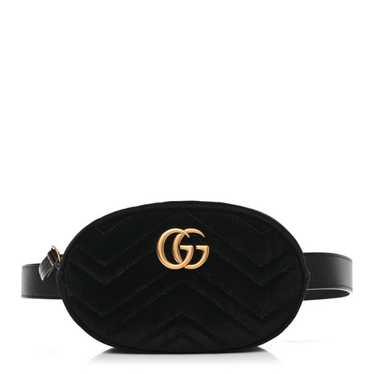 GUCCI Velvet Matelasse GG Marmont Belt Bag Black - image 1
