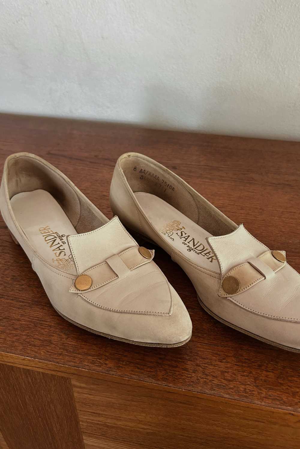 1950's CREAM SUEDE POINTED TOE LOAFERS | SIZE 7.5 - image 2