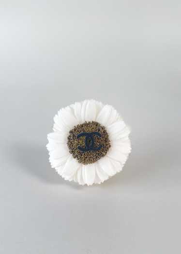 Vintage 1990s Chanel White Sunflower Brooch