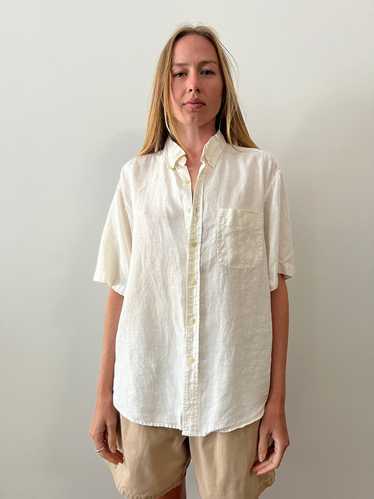 80s/90s J Crew White Linen Mens Shirt