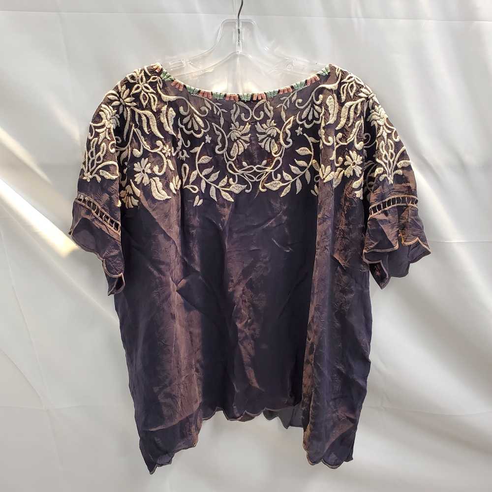 Johnny Was Embroidered Floral Short Sleeve Blouse… - image 2