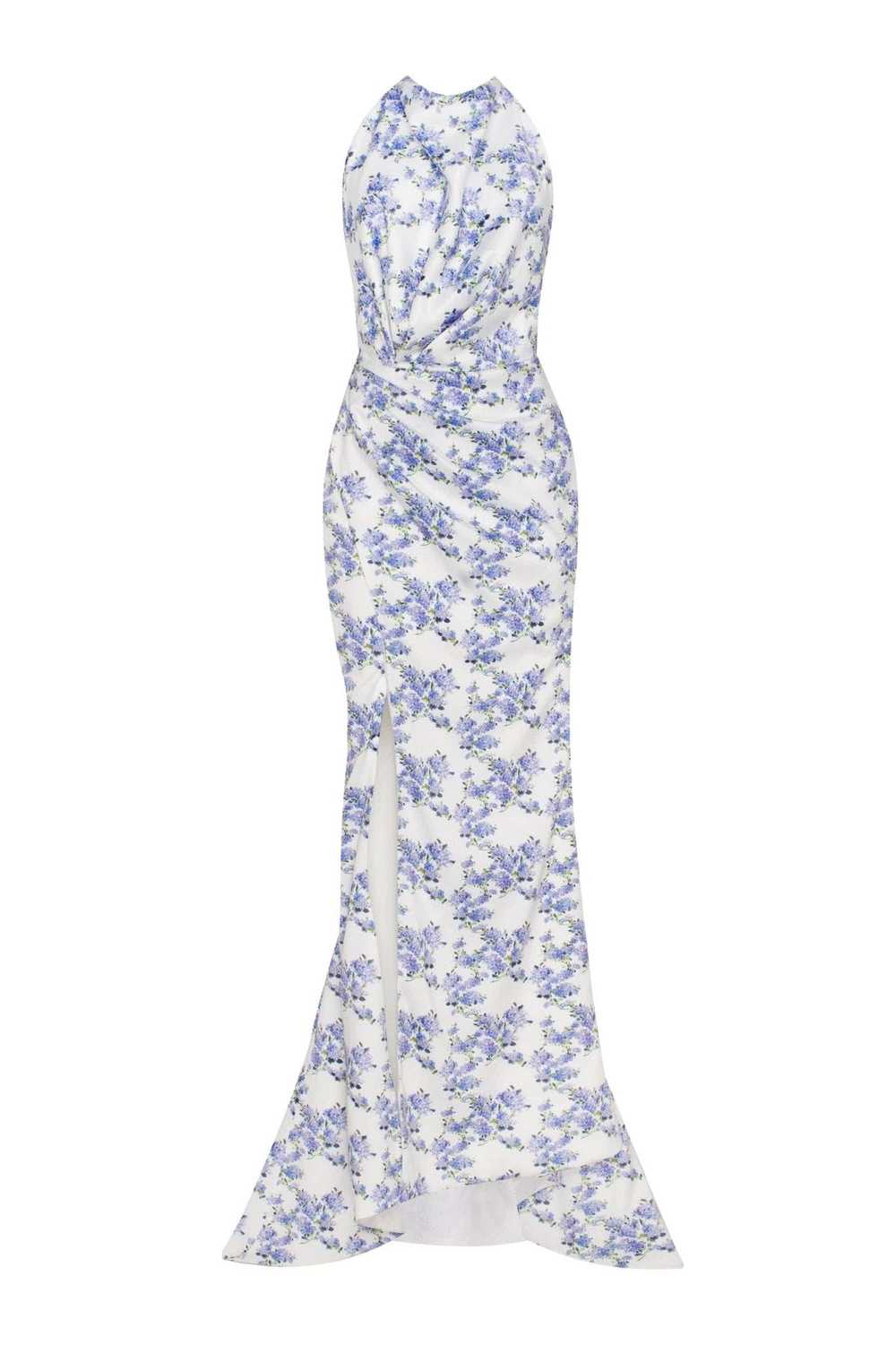 Milla Blue Hydrangea mock neck sleeveless evening… - image 1