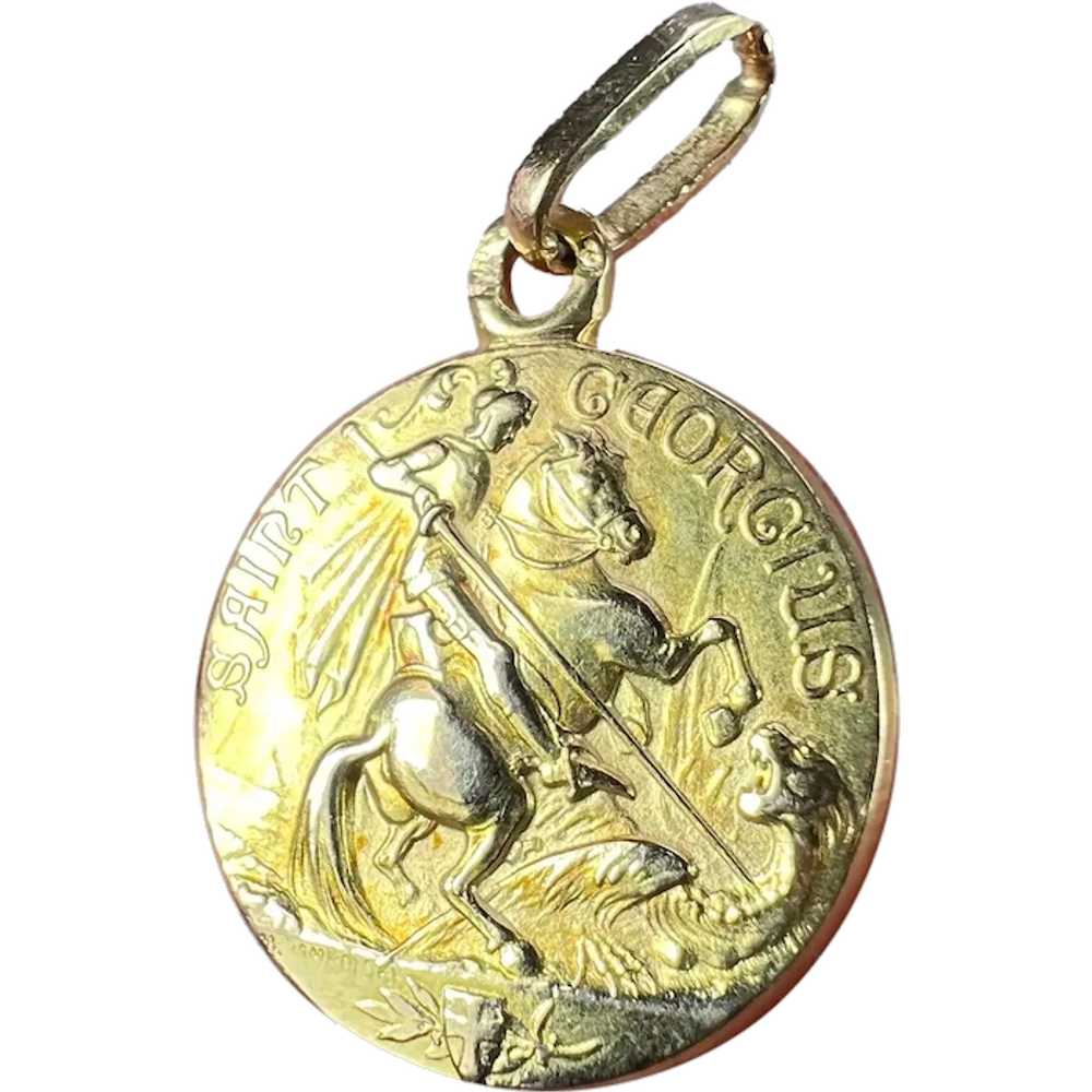 French St George and the Dragon 18K Yellow Gold M… - image 1