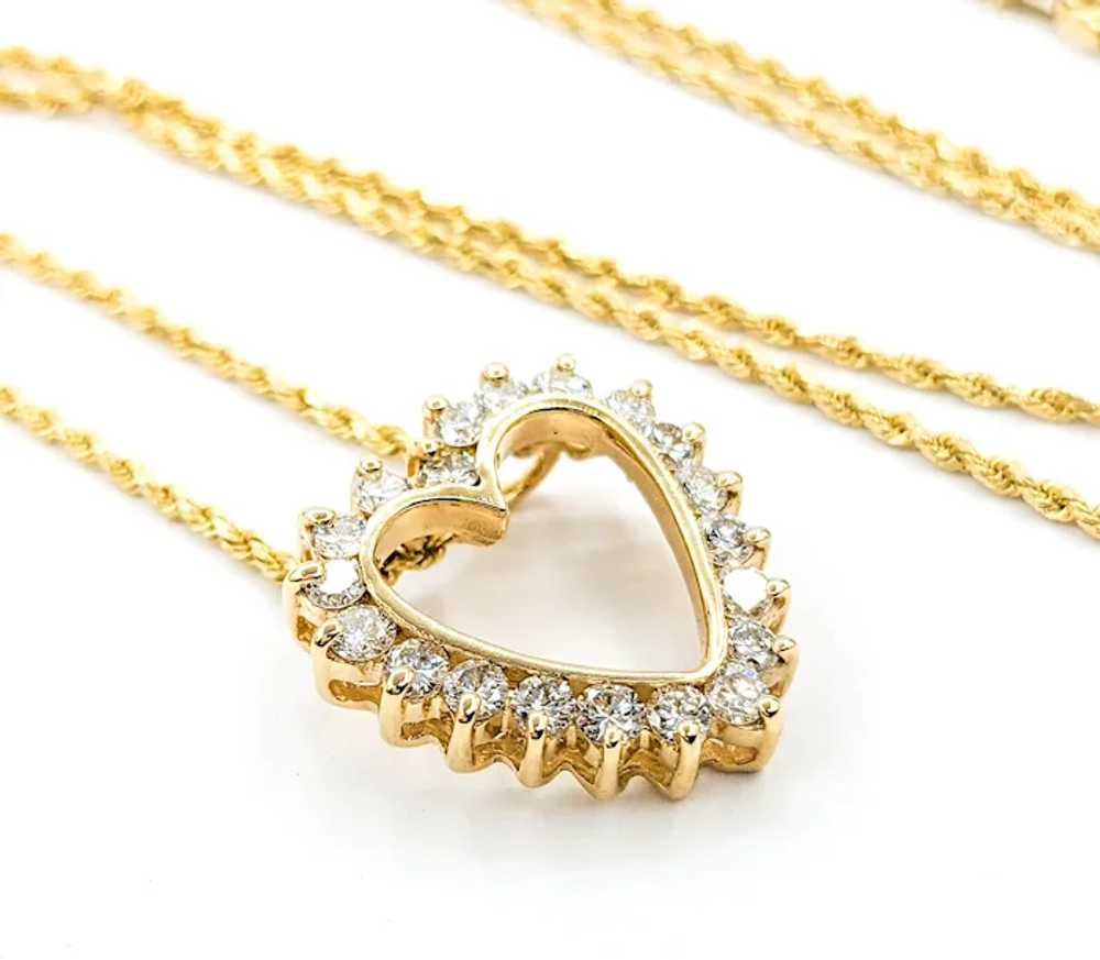 Diamond Heart Pendant in Yellow Gold - image 2