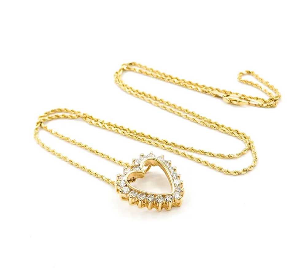 Diamond Heart Pendant in Yellow Gold - image 3