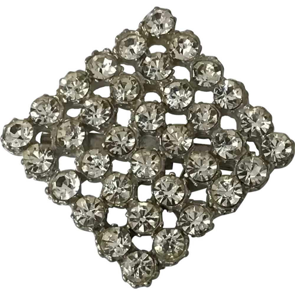 Vintage Rhinestone Geometric Diamond Shaped Pin - image 1
