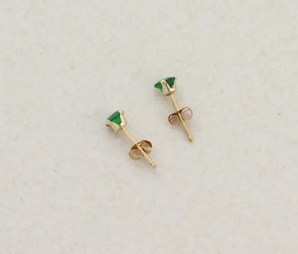 10k Yellow Gold Lab Created Emerald Earrings Stud… - image 7