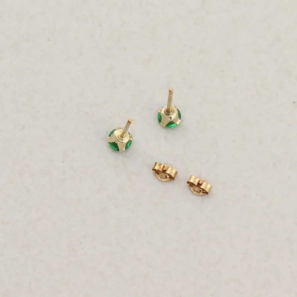 10k Yellow Gold Lab Created Emerald Earrings Stud… - image 8