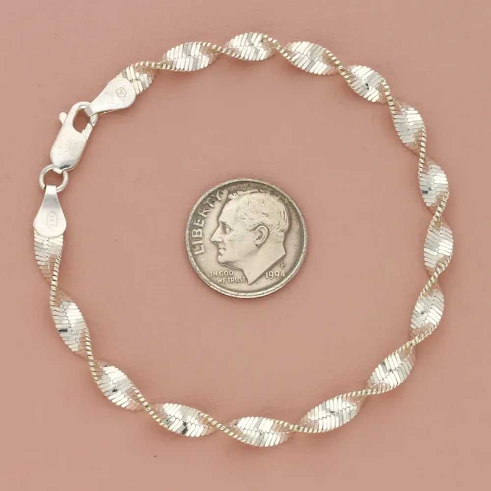 Sterling Silver 5mm Twisted Herringbone Chain Bra… - image 4