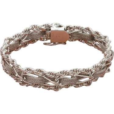 Sterling Silver Vintage Unique Woven Chain Bracel… - image 1