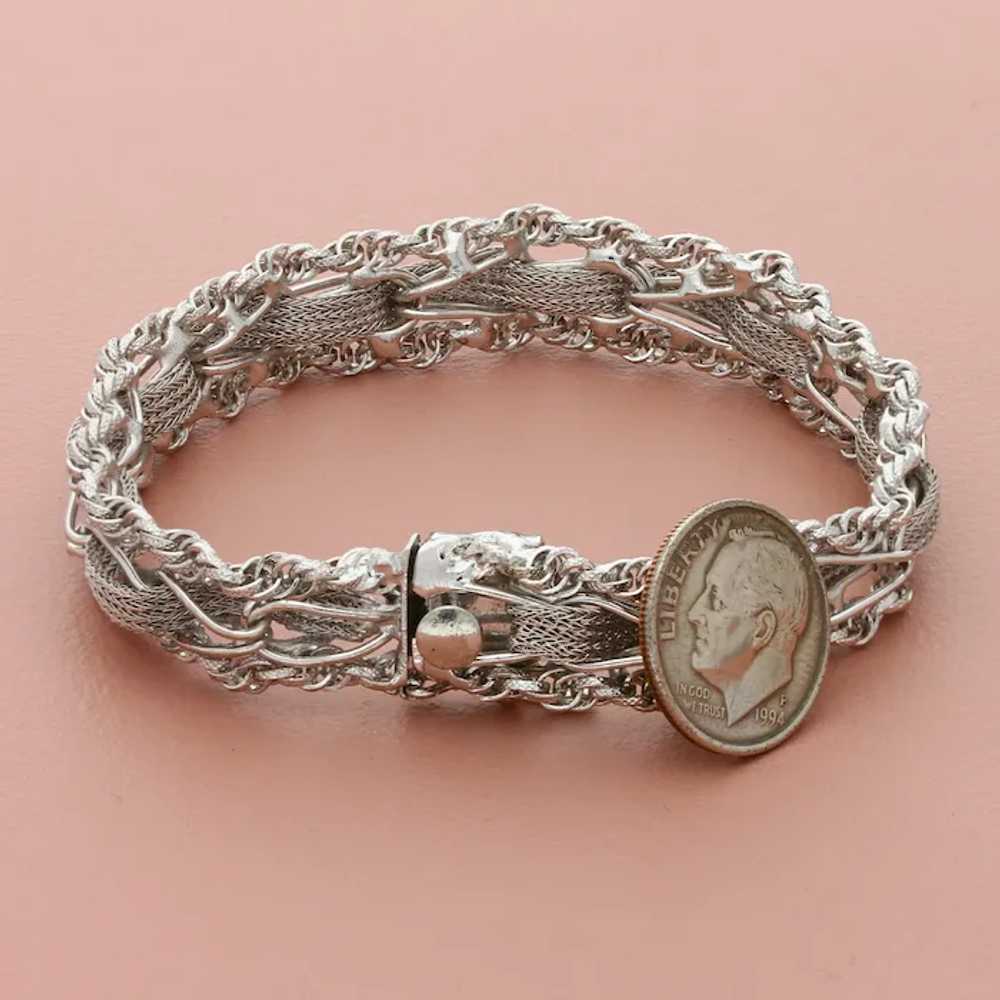 Sterling Silver Vintage Unique Woven Chain Bracel… - image 3