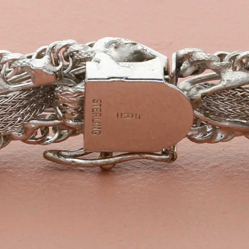 Sterling Silver Vintage Unique Woven Chain Bracel… - image 4